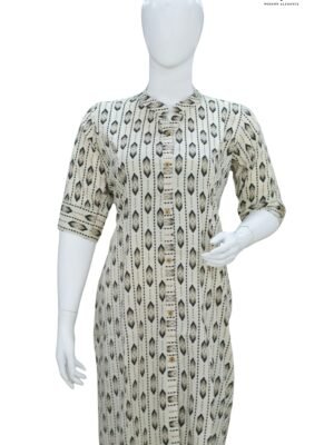 OFF WHITE WITH BLACK PRINT KURTI-F09