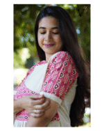 BEIGE AND PINK PRINT UMBERLLA FROCK -1499