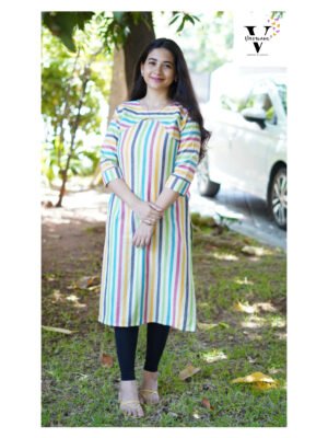 MULTI CLR STRIPE KURTI-FK06
