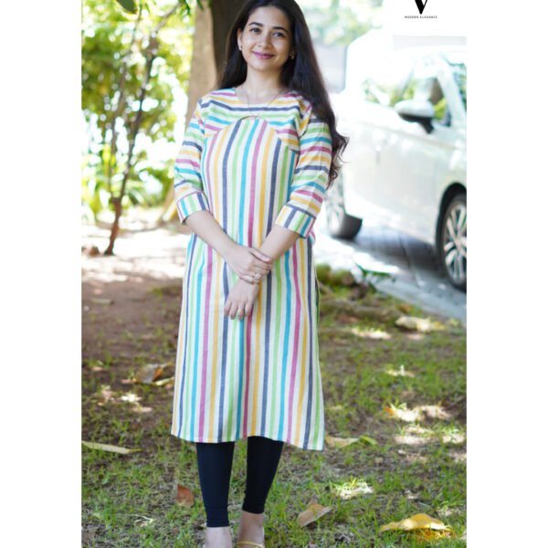 MULTI CLR STRIPE KURTI-FK06