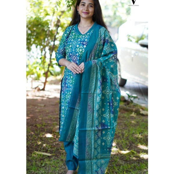 RAMAR BLUE CHANDHERI COTTON SALWAR SUIT-BST21
