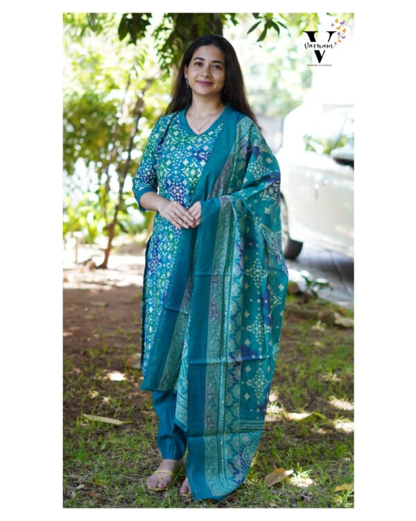 RAMAR BLUE CHANDHERI COTTON SALWAR SUIT-BST21