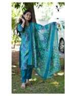 RAMAR BLUE CHANDHERI COTTON SALWAR SUIT-BST21