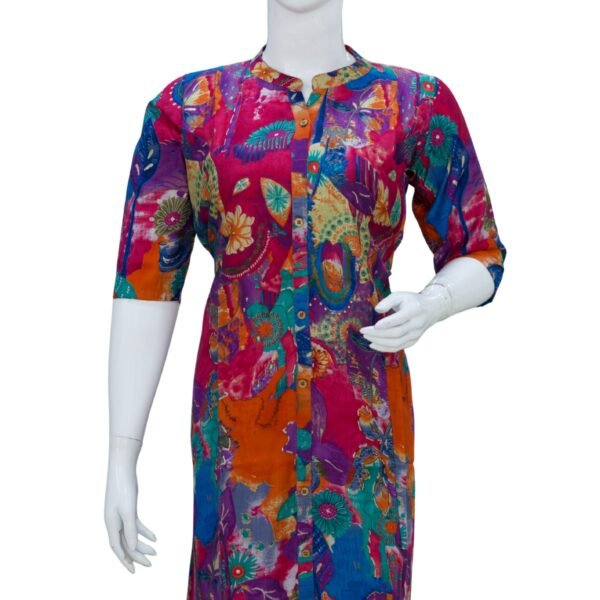 MULTI CLR FLORAL DESIGN ALINE KURTI-F08