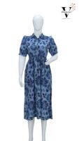 DENIN BLUE FLORAL FROCK -C106