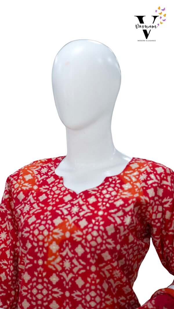 DARK PINK WITH LIGHT ORANGE CHANDHERI COTTON SALWAR SUIT-BST47