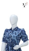 DENIN BLUE FLORAL FROCK -C106
