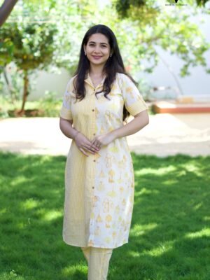 YELLOW WITH WHITE CO ORD SET -BST41