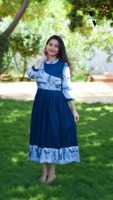 BLUE WITH MULTI CLR FROCK-C103