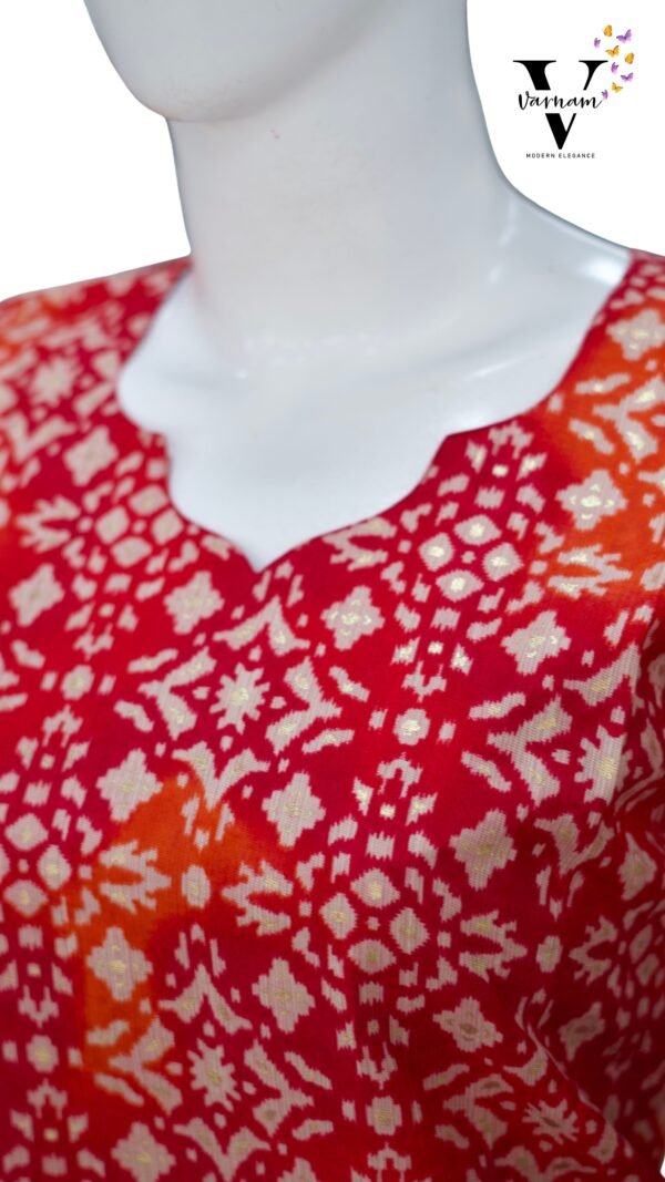 DARK PINK WITH LIGHT ORANGE CHANDHERI COTTON SALWAR SUIT-BST47