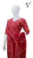 DARK PINK WITH LIGHT ORANGE CHANDHERI COTTON SALWAR SUIT-BST47