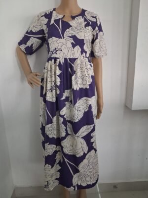 VIOLET WITH WHITE FLORAL MATERITY FROCK -M144