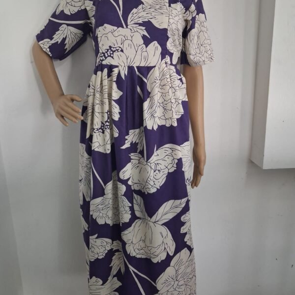 VIOLET WITH WHITE FLORAL MATERITY FROCK -M144