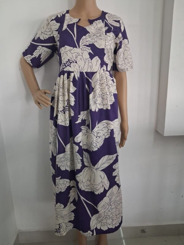VIOLET WITH WHITE FLORAL MATERITY FROCK -M144