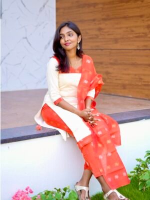 Raw silk salwar suit with top , pant n duppatta, full lining for the top - BST117