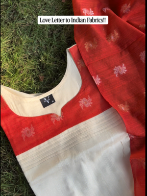 Raw silk salwar suit with top , pant n duppatta, full lining for the top