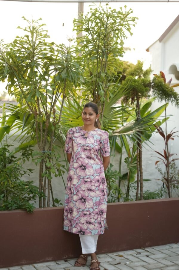 PINK FLORAL DESIGN KURTI-KU01