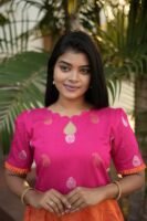 DARK PINK WITH ORANGE FROCK-C139