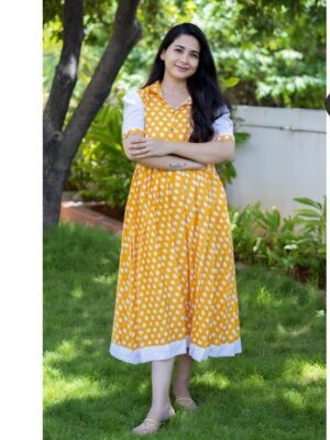 YELLOW WITH WHITE FROCK-C130