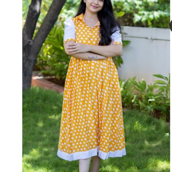 YELLOW WITH WHITE FROCK-C130