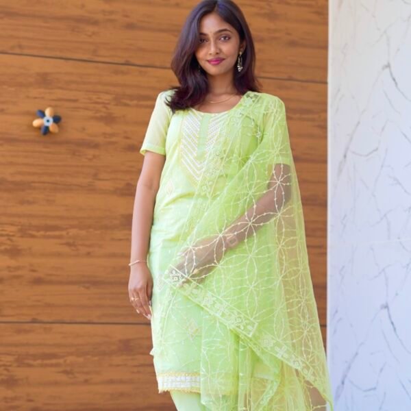 An elegant Chanderi suit with beautiful embroidered duppatta suitable for all occasions - BST95