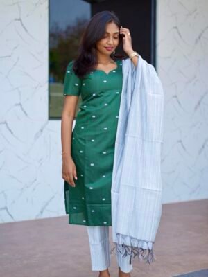 DARK GREEN WITH SILVER BUTTA - BST99