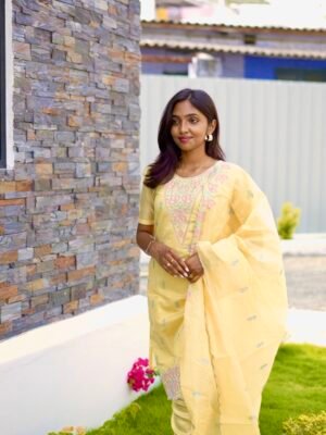 BEAUTIFUL YELLOW WITH EMBROIDERING DESIGN-BST83