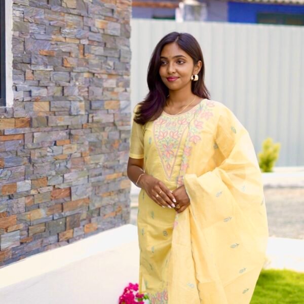 BEAUTIFUL YELLOW WITH EMBROIDERING DESIGN-BST83