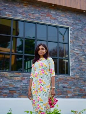 WHITE WITH MULTI FLOWER DESIGN-CST10