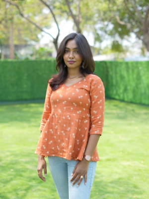 WONDERFUL RUST ORANGE PEPLUM TOP SUITABLE FOR OFFICE WEAR/COLLEGE WEAR