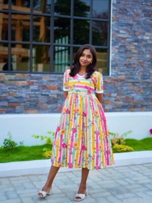 WHITE AND MULTI FLORAL DESIGN