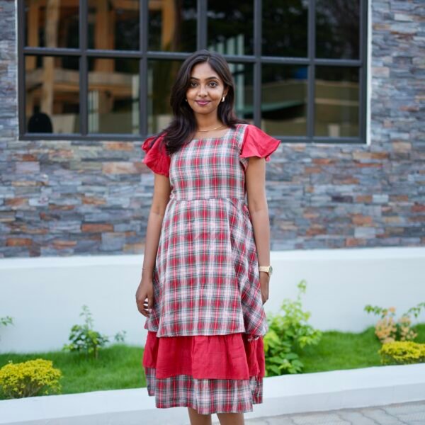 RED WITH CHECKED - FABRIC COTTON