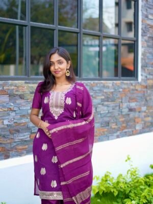 BEAUTIFUL WINE CLR WITH SILVER DESIGN