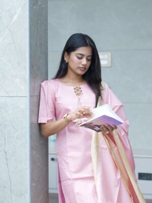 BABY PINK WITH BUTTA DESIGN - BST139