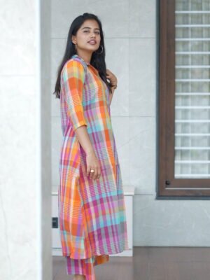 MULTI CLR ALINE KURTI CO-ORD SET - CST28