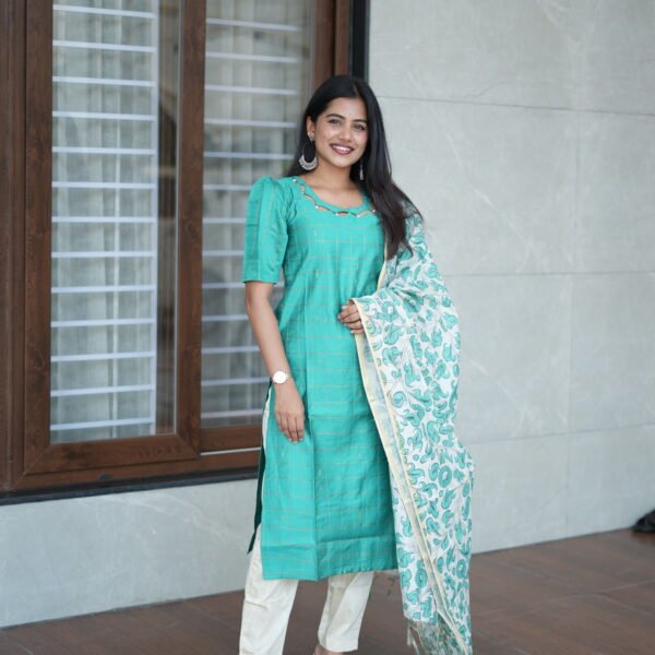 GREEN CHECKED & HALF WHITE - BST138