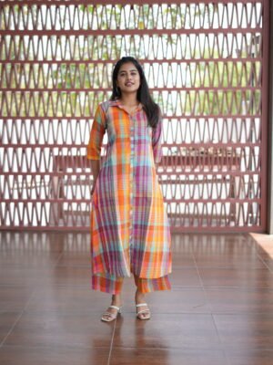 MULTI CLR ALINE KURTI CO-ORD SET - CST28